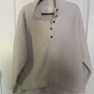 Aerie Cream Sherpa 1/4 button up Sweater